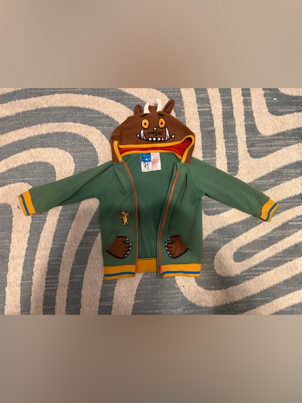 Gruffalo Hooded Kids Zip Jacket with Yellow Trim 5-6 years